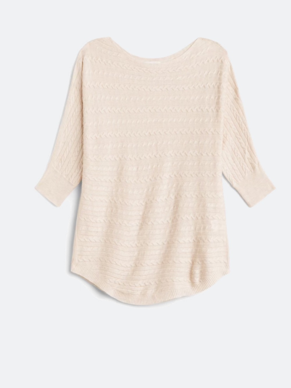 Market & Spruce Riviera Cable Knit Dolman Sweater XL Off-White